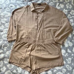 SHEIN Drop Shoulder Blouse and Short Set